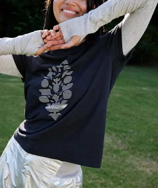 Fp Movement By Free People Tops Nwot Fp Movement By Free People Purple Game Time Logo Short Sleeve Tee