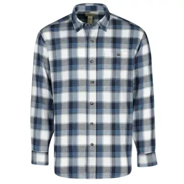 Blue Mountain Men's Long-Sleeve Button-Down Plaid Flannel Shirt