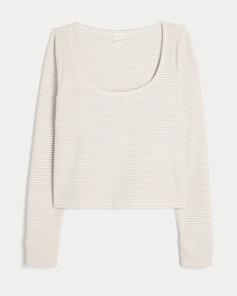 Gilly Hicks Cozy Waffle Long-Sleeve Scoop Top