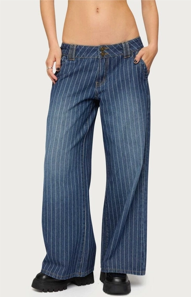 Petite Cory Striped Low Rise Jeans