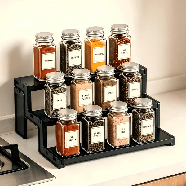 Norcho 3 Tier Spice Rack, 12" Countertop Organizer, Tool-Free Pantry Storage & Display Riser, Kitchen Organizer - Walmart.com