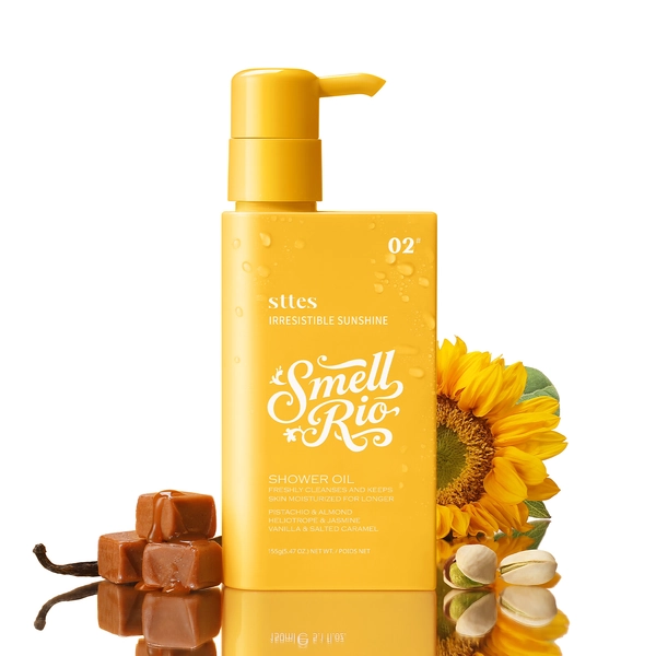 Sttes Smell Rio Shower Oil - 02# Irresistible Sunshine: Nourishing Shower Oil with Pistachio, Jasmine & Salted Caramel – Antioxidant-Rich Moisture Lock 155g