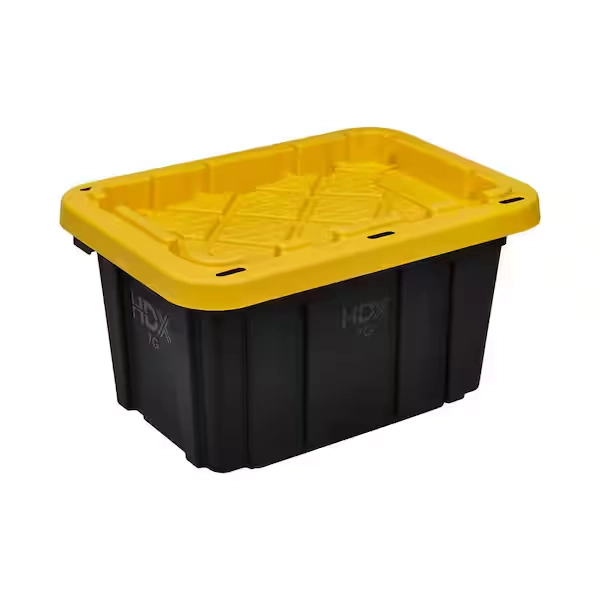 27 Gal. Tough Storage Tote in Black and Yellow