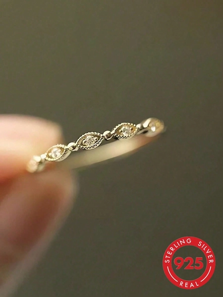 BALMORA 1pc Vintage Elegant S925 Sterling Silver Hollow Flower Pattern Gold Ring, Women's Anniversary Jewelry Gift