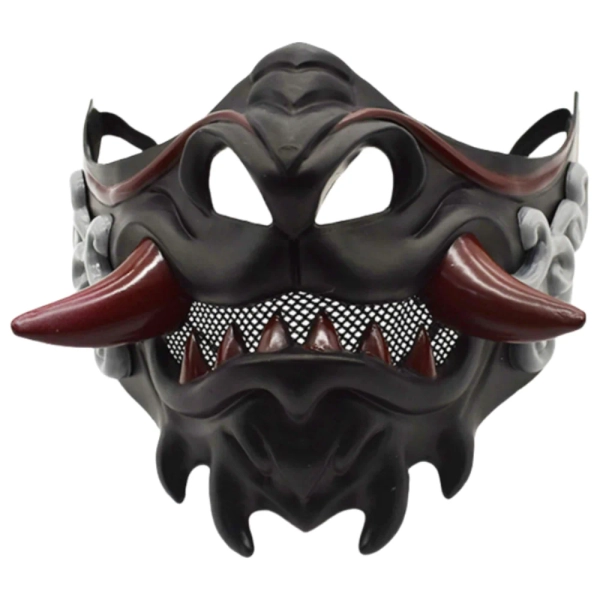 Realistic 3D Japanese Samurai Mask Fierce Teeth Breathable Halloween Cosplay Masks Lightweight Fang Mask Clothing Accessories - AliExpress 