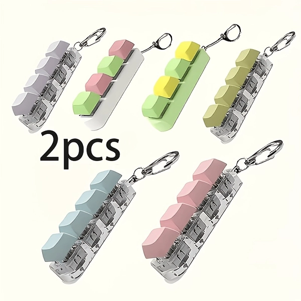 2Pcs Keyboard Fidget Toy, Fidget Keyboard Keychain, Portable Keychain Keyboard, Stress Relief Fidget Keyring Toy For Adults & Kids, Fun Decompression Gift .Random Color