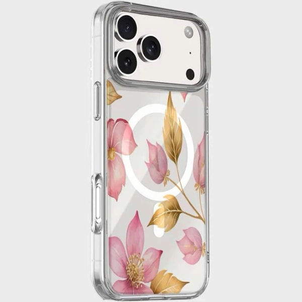 iPhone 17 Pro Max Pink Wildflower Clear Case with MagSafe | 10‐ft Drop