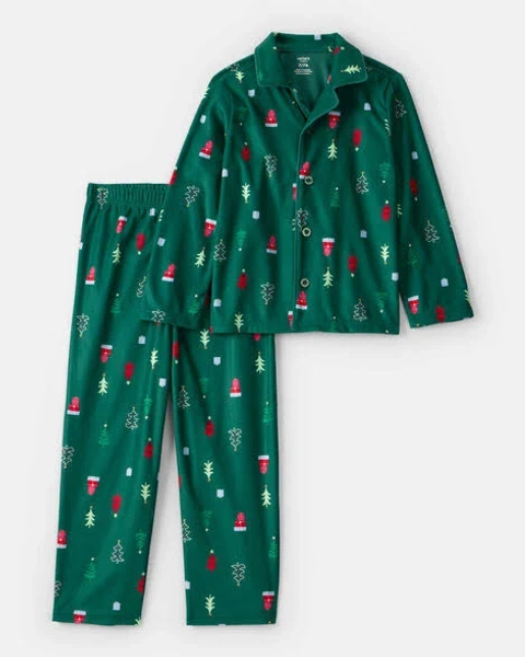 Carter's Kids Christmas Tree Print Fleece 2-Piece Pajamas