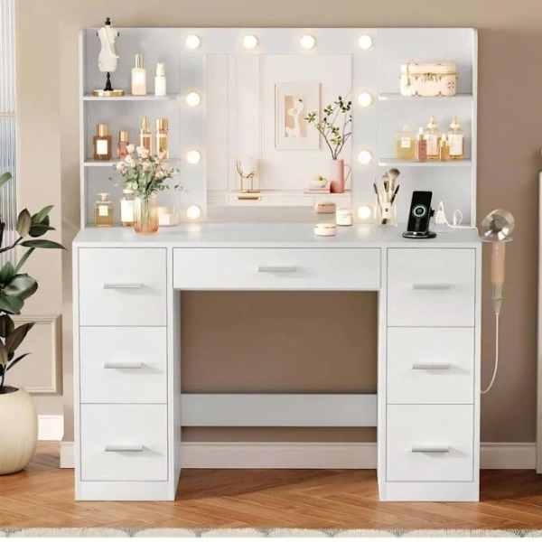 LACOO Makeup Vanity With Lights in 3-Colors, Vanity Desk