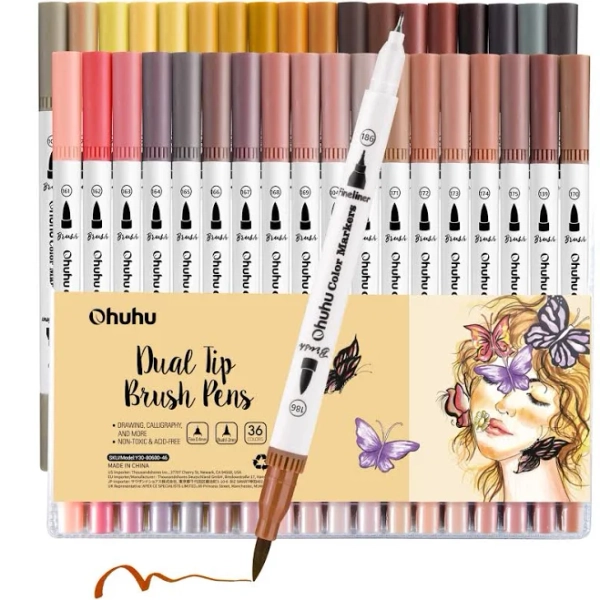 Ohuhu Maui 36 Colors Dual Tips Water Based Art Markers