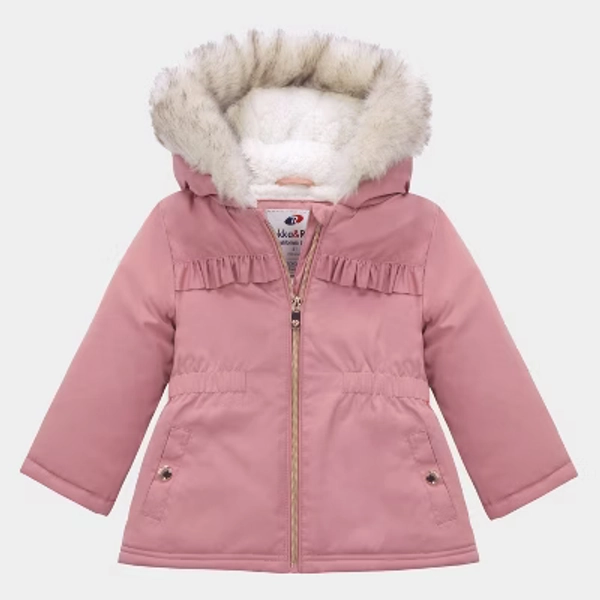 Rokka&Rolla Girls' Fleece Lined Parka Jacket Puffer Coat-Rose Pink, size 3T