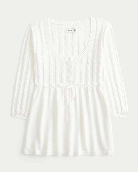 Cable-Knit Babydoll Sweater