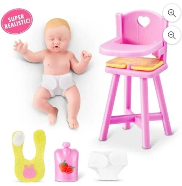 Zuru My Mini Baby Series 2 Bundle Of Joy Baby Girl In Pink High Chair Juice Bib - New Toys & Collectibles