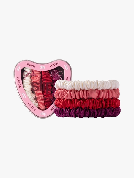 Pure Silk Skinny Scrunchies Heart Tin