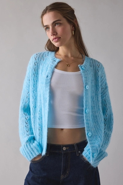 Urban Outfitters BDG Becca Brushed Pointelle Knit Oversized Cardigan