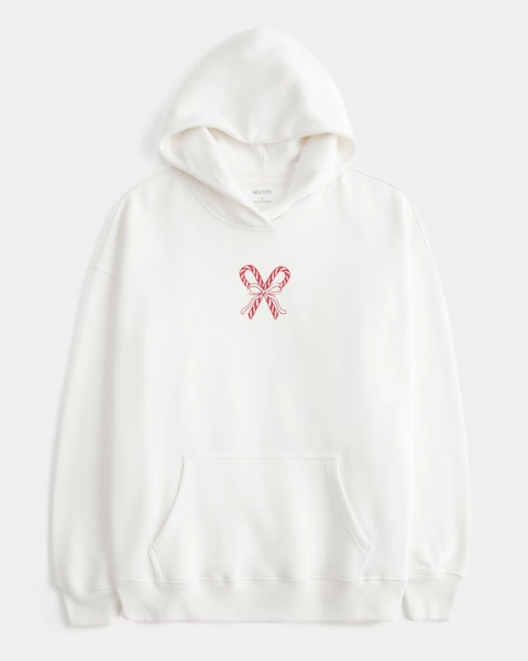 Oversized Candy Cane Graphic Hoodie