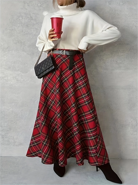 christmas elastic waist   maxi skirt pockets elegant - Temu