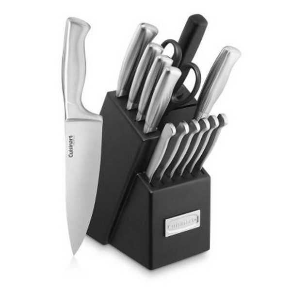Cuisinart 15pc Stainless Steel Cutlery Block Set - C77SS-15PK: High Carbon, Ergonomic, Rust-Resistant, Forged Knives