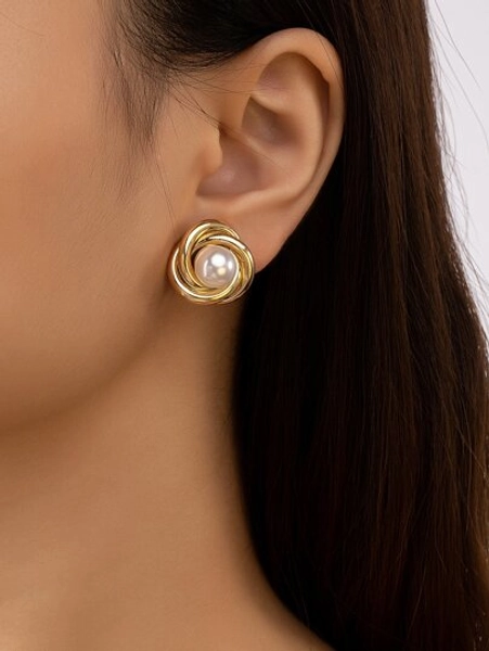1 Paio Di Orecchini molletta Retrò Alla Moda In Metallo E Perle, Perfetti Come Regalo Per Appuntamenti (Senza Necessità Di Foratura)