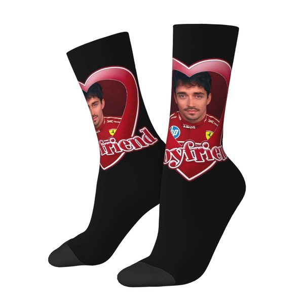 1 Pair Fun Novelty Print Socks, Charles Leclerc Racing Design, 3D Seamless Digital Print Craft. Unisex Socks, Best Choice for Home, Outdoor Leisure, Sports, And Gifts
