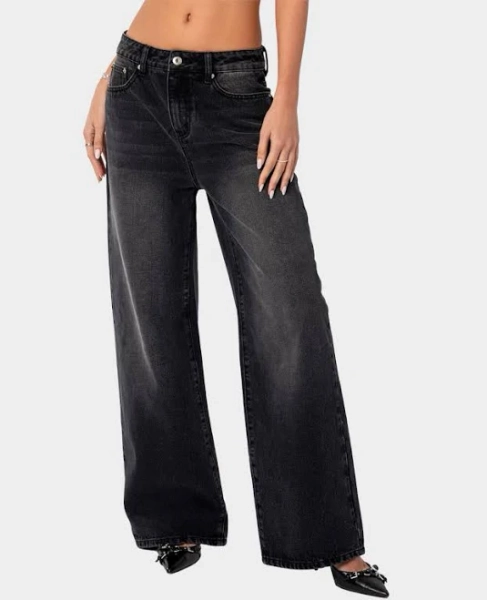 Edikted Women's Braya Washed Low Rise Baggy Jeans