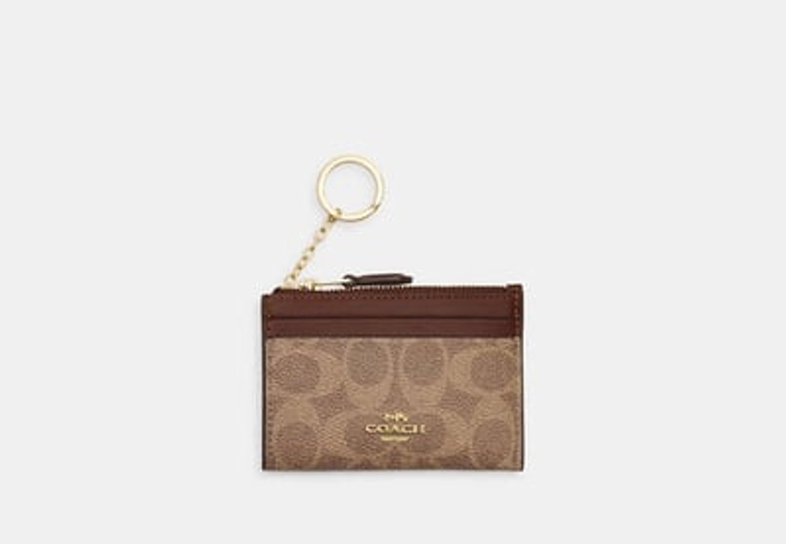 Coach Outlet Mini Skinny Id Case In Signature Canvas - Brown