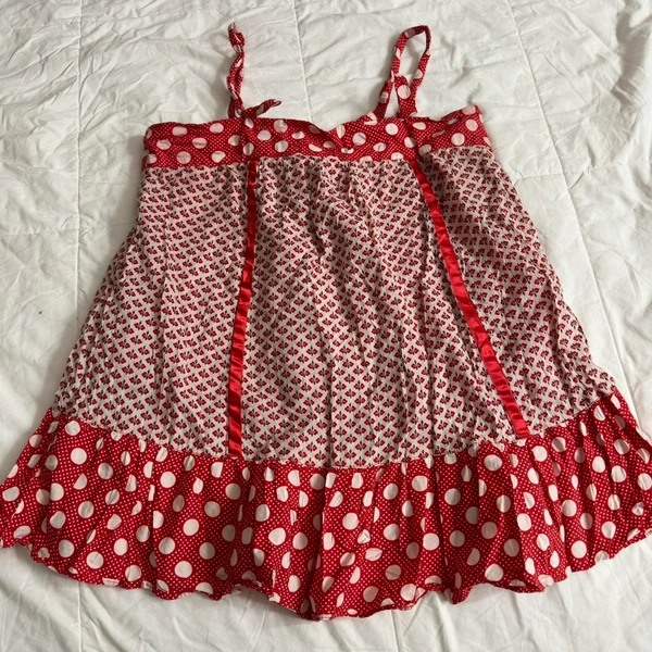 Vintage papaya red polka dot babydoll top with...