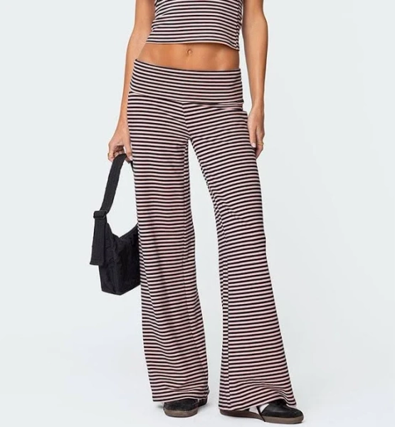 Edikted Women's Lilah Striped Fold Over Pants