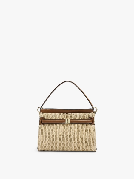 Sac à main effet paille avec bandoulière