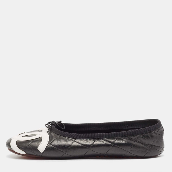 Chanel Black Quilted Leather Cambon Bow Ballet Flats Size 39 Chanel | TLC US
