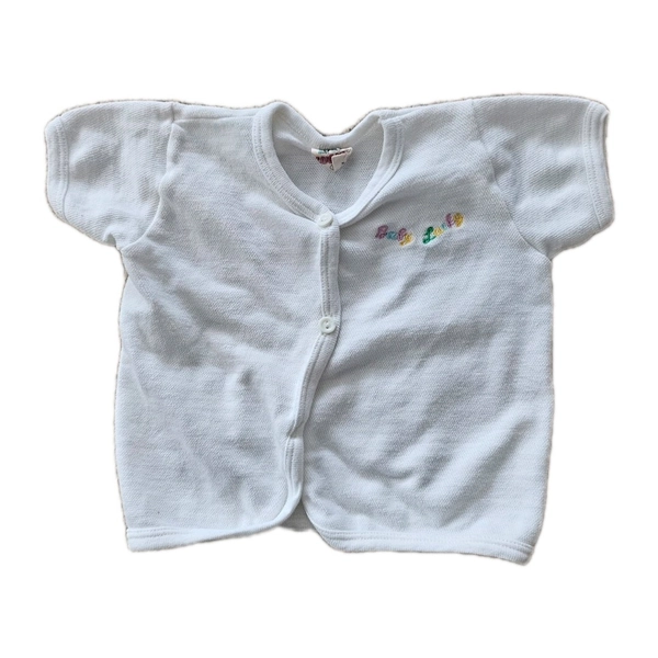 Vintage 1980s Baby Cotton Short Sleeve Cardigan With Spellout BABY LUCKY Unisex
