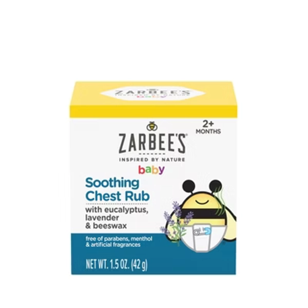 Zarbee's Baby Soothing Chest Rub, Eucalyptus, Lavender & Beeswax - 1.5 oz: Dye-Free, Paraben-Free, Petroleum-Free