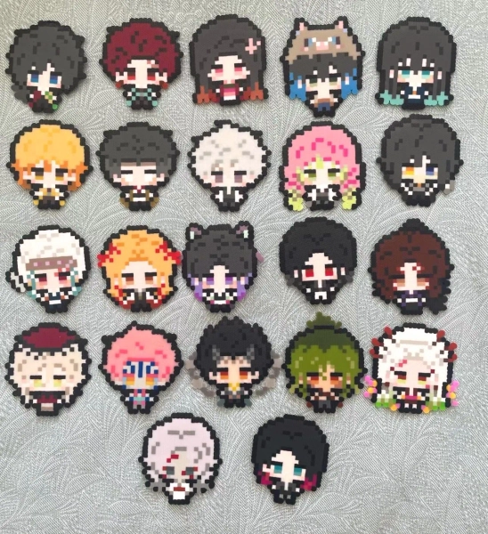 Handmade Pixel Anime Demon Slayer Keychain & Magnet | All Characters Kimetsu no Yaiba Accessories | Manga Gift | Tanjiro Nezuko Kamado