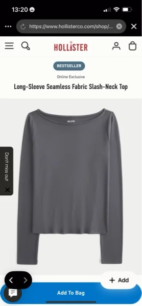 Long-Sleeve Seamless Fabric Slash-Neck Top