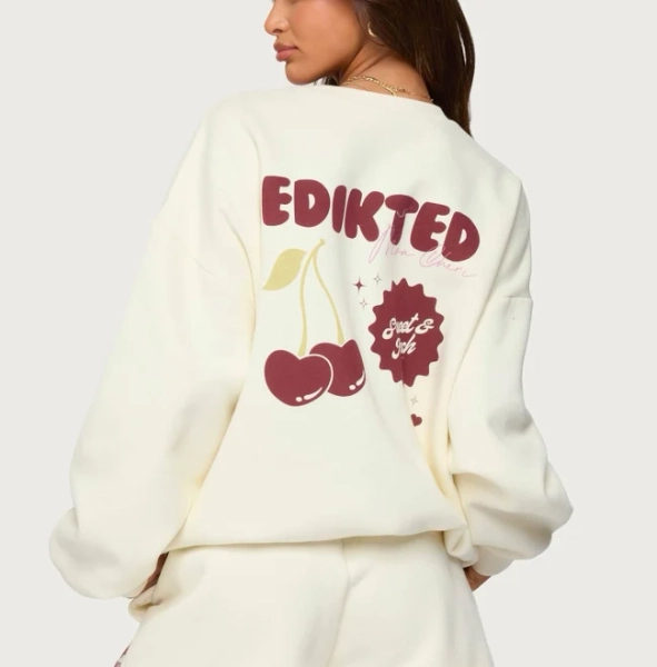 Edikted Women's Cherry Babe Oversize Sweatshirt