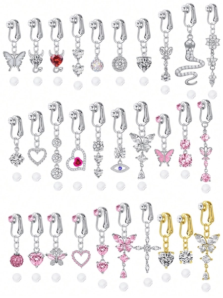CIZME 1PC Fake Belly Piercing Fake Belly Ring Fake Belly Button Ring Fake Belly Rings Fake Belly Button Piercing Clip On Belly Button Rings Silver Gold,  Fake Belly Piercing Fake Belly Button Piercing Clip On Belly Button Rings Stainless Stainless Steel Non Piercing Fake Belly Ring For Women