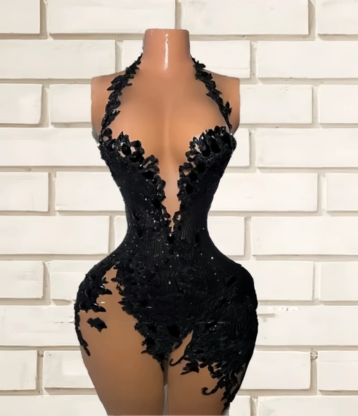 Customized African Black Mini Short Prom Dresses For Women Sexy Lace Applique Sleeveless Vestido De Party Cocktail Evening Dress - AliExpress 320