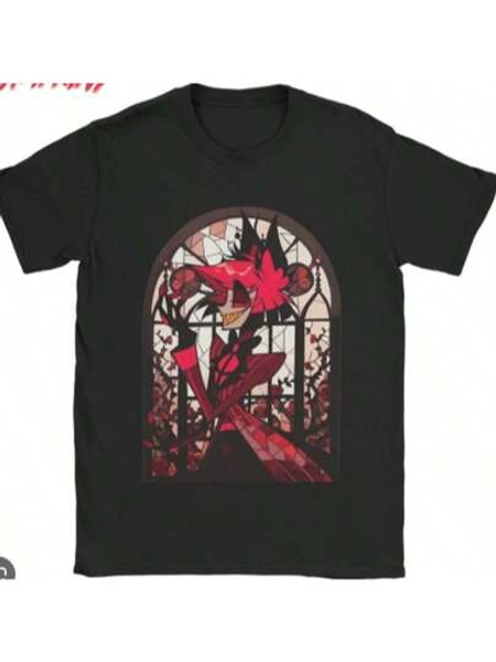 Men's Fashion Print Casual T-Shirt 180g Pure Cotton Hazbins Hoteled Alastor Spring T Shirts Versatile Casual Oversized  Women Harajuku Short Sleeve Cotton Streetwear Unisex Tops Suitable For All Seasons