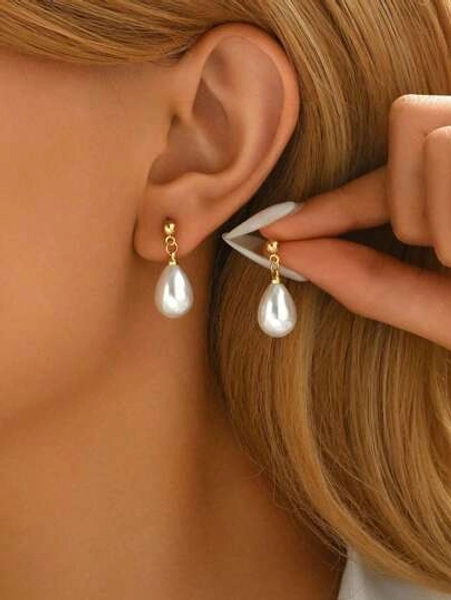 1 Paio di Orecchini a Goccia d'Acqua Bianca in Finta Perla, Eleganti e Versatili, Adatti per Uso Quotidiano e Come Regalo per Fidanzata, Madre, Sorella