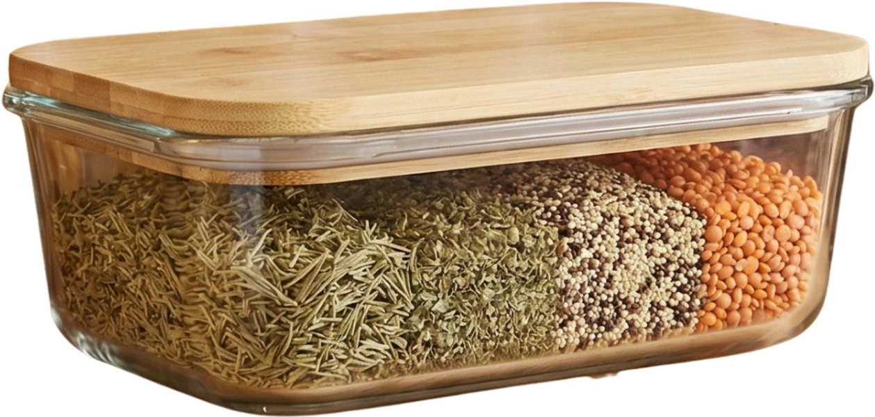 alpina Glazen Opbergdoos Met Deksel - Vershoudbakjes - Glas - Meal Prep Bakjes - 930 ml - Transparant