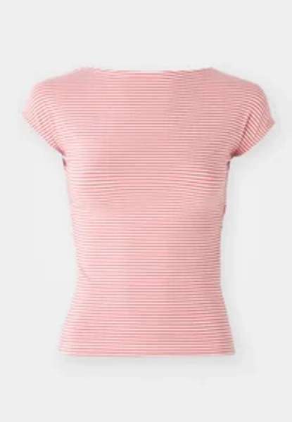 STRIPED BACKLESS TEE - T-Shirt print - pink
