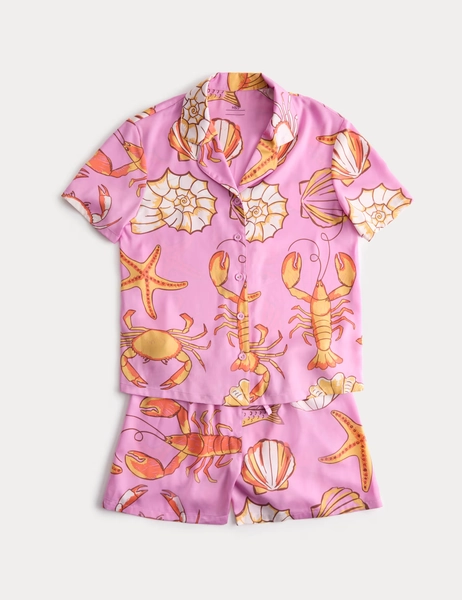 Satin Shell Print Pyjamas (6-16 Yrs)