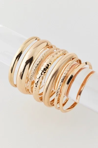 Textured Metal Bangle Bracelet Set