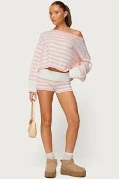 Edikted Women's Saphi Striped Foldover Knit Shorts