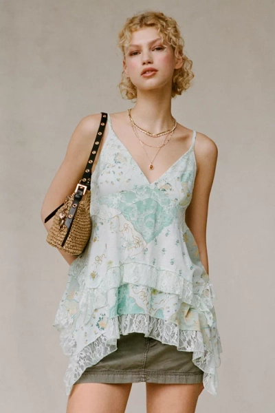 Kimchi Blue Asterid Lace Trim Asymmetric Babydoll Cami