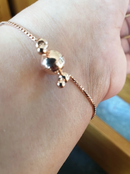 Magnetic Easy Wear 6.5 Inch Rose Gold Tone 925 Sterling Silver Bead  Bracelet