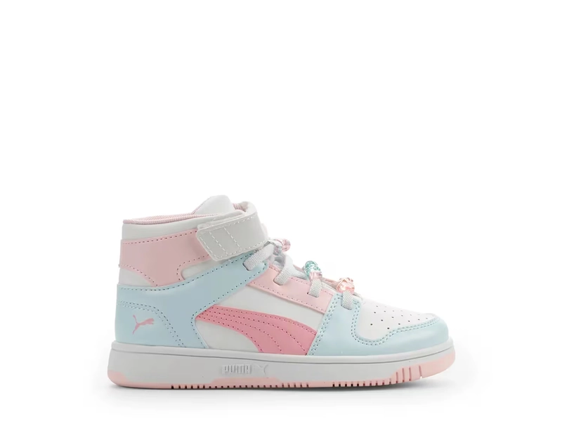 Puma Rebound Layup HighTop Sneaker Kids' | Kid | White/Blue/Pink | Size 2 Youth | Sneakers | Lace-Up