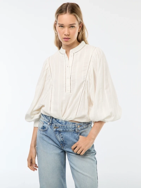 Blouse en gaze de coton - Blanc