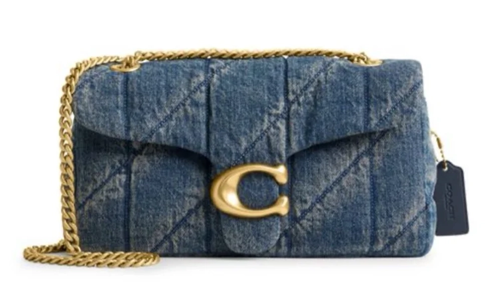Tabby Shoulder Bag 26 In Regenerative Cotton Denim With Quilting