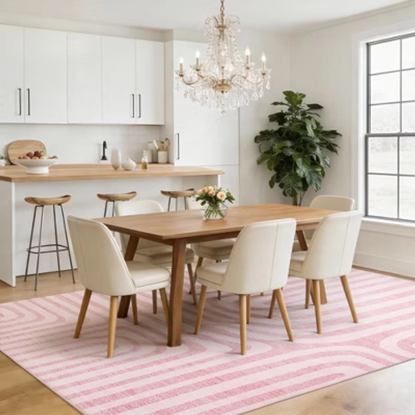 Modern Abstract Pink Area Rug 10x13 – Washable, Non-Slip, Low-Pile Soft Carpet for Living Room, Bedroom, Dining Room